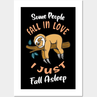 Funny Sloth Fall Asleep Sleep Humor Posters and Art